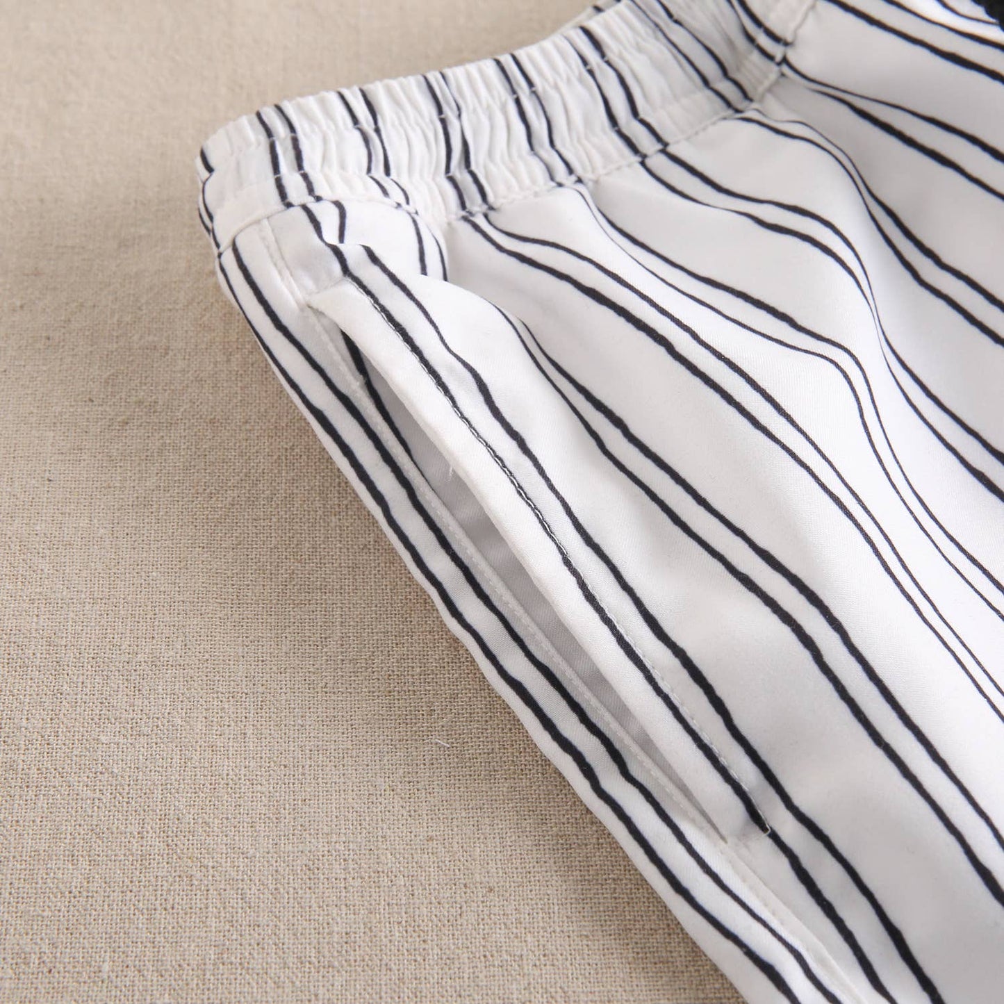 Black & White Stripes Swim Shorts