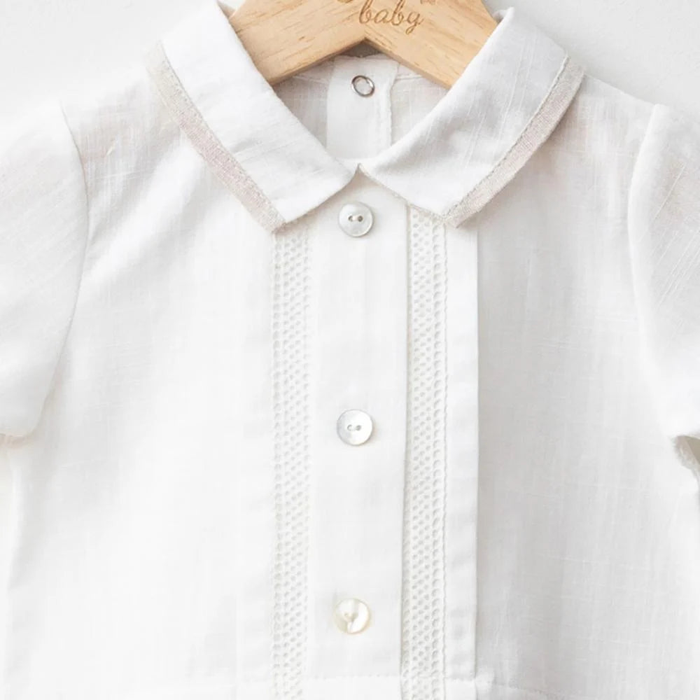 Natural Linen Elegant Boy Romper