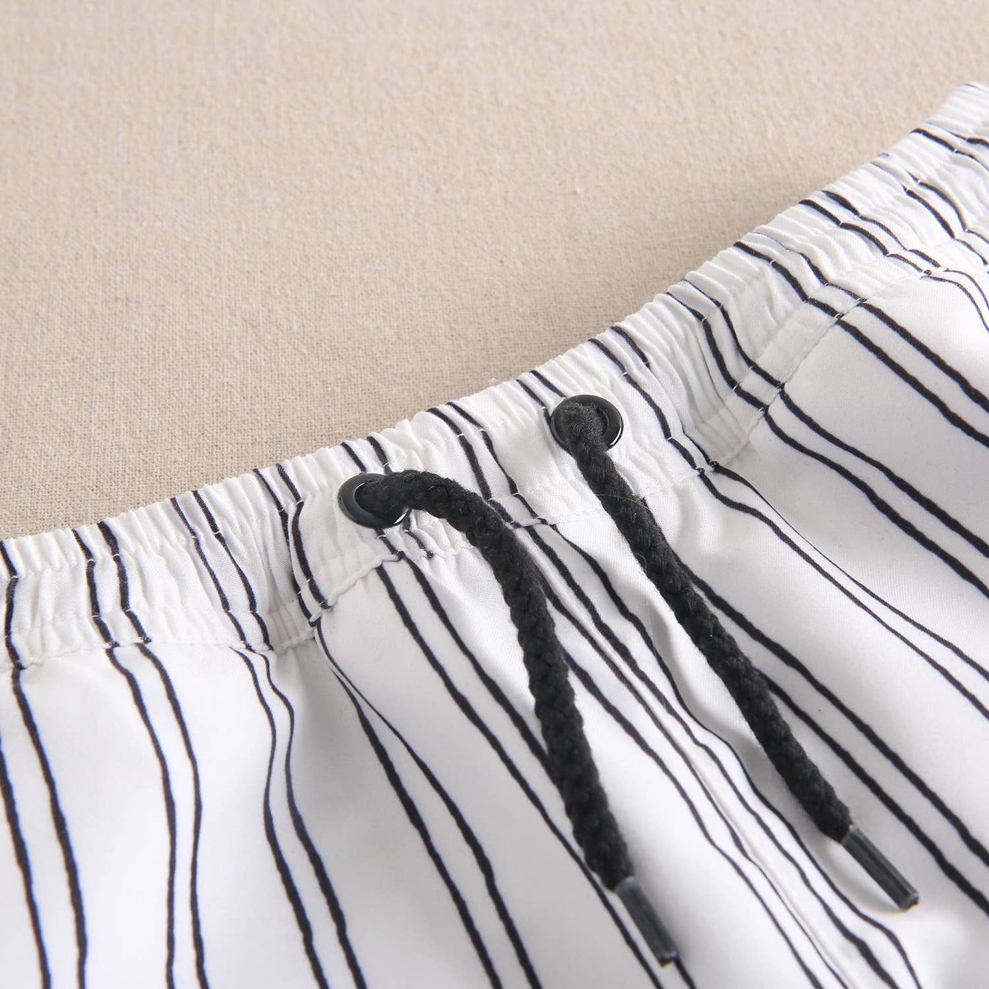 Black & White Stripes Swim Shorts