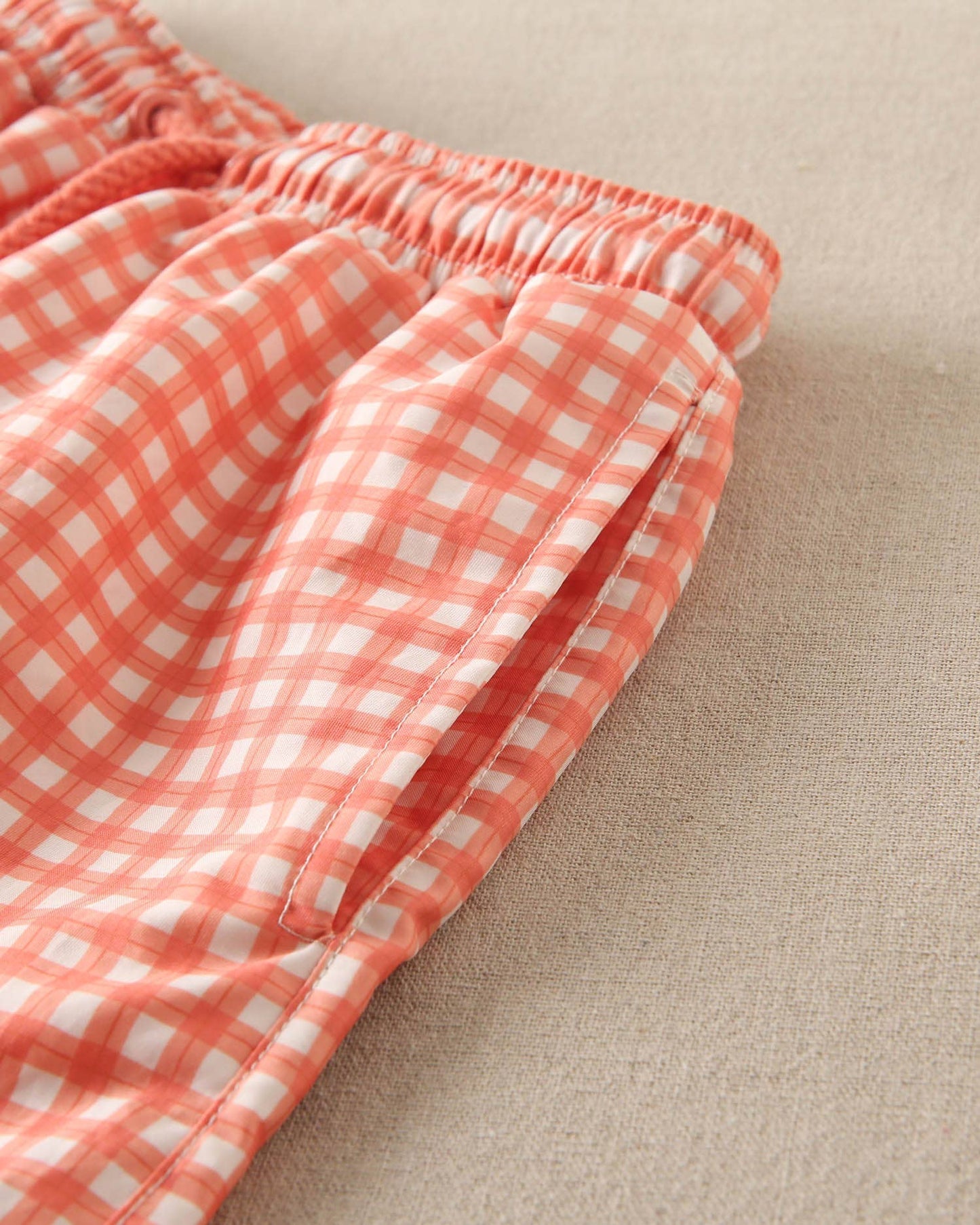 Orange Gingham Check Swim Shorts