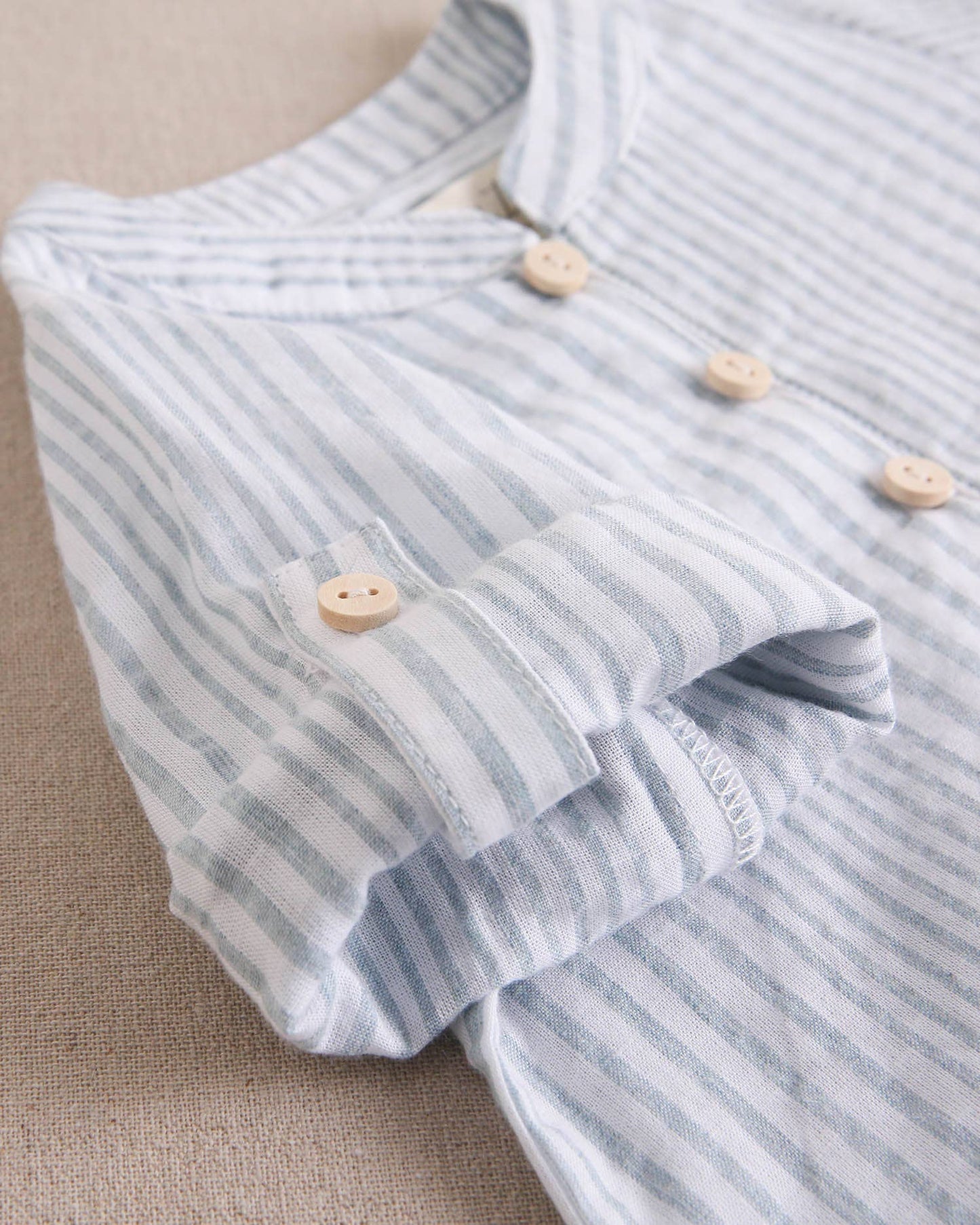 Blue Striped Shirt & Short Set