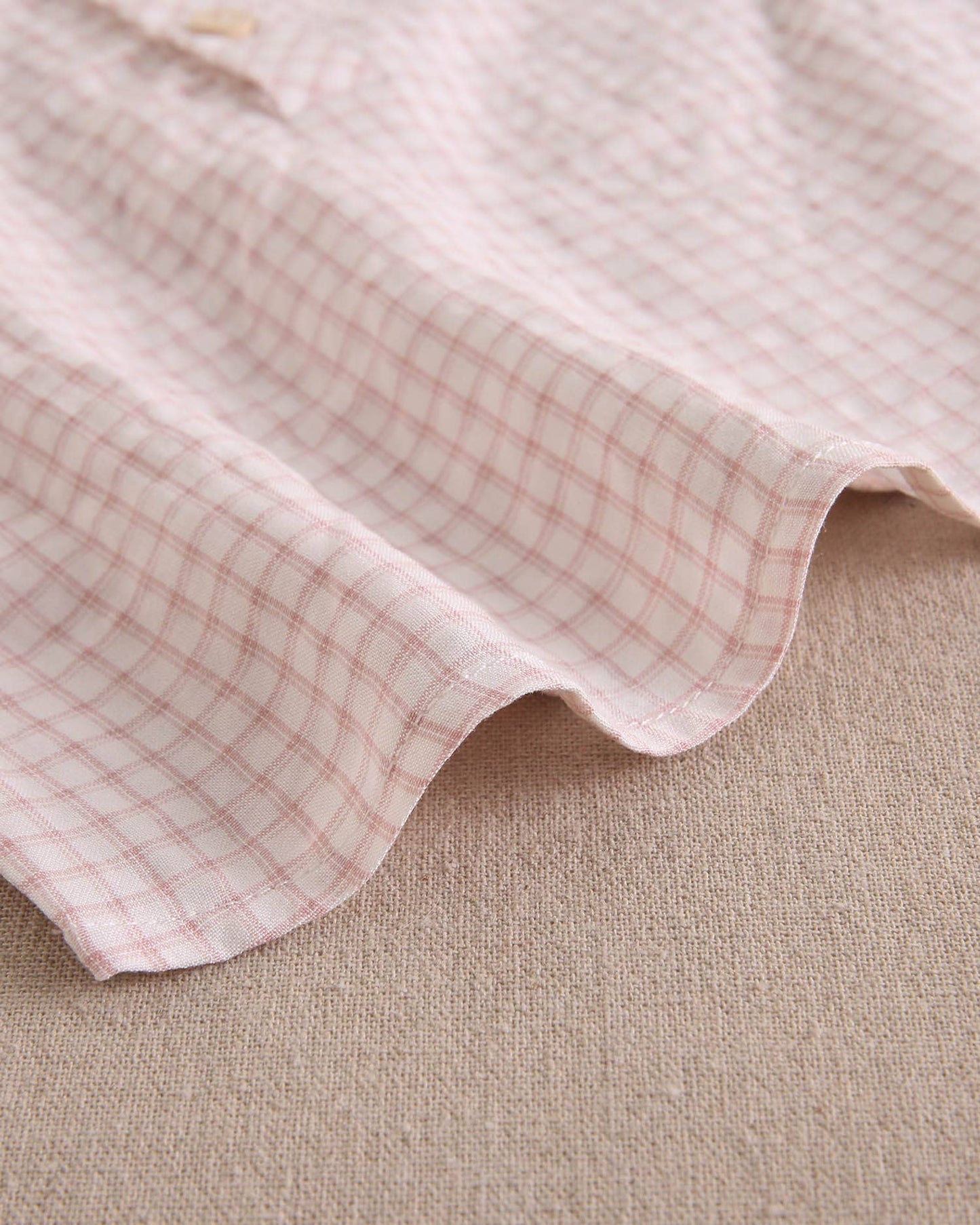 Checkered Shirt & Pale Pink Short Set