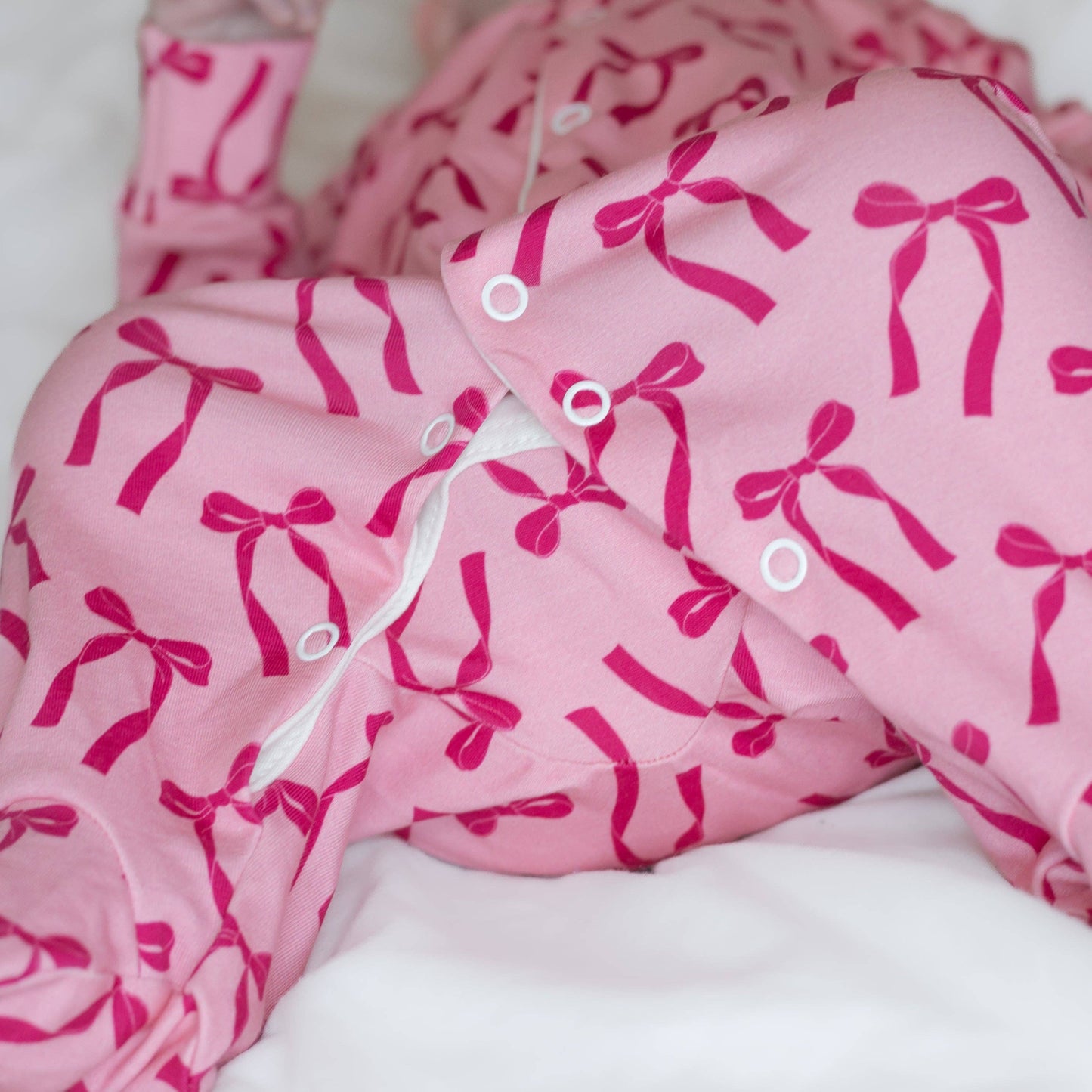 Pink Bow Cotton Sleepsuit