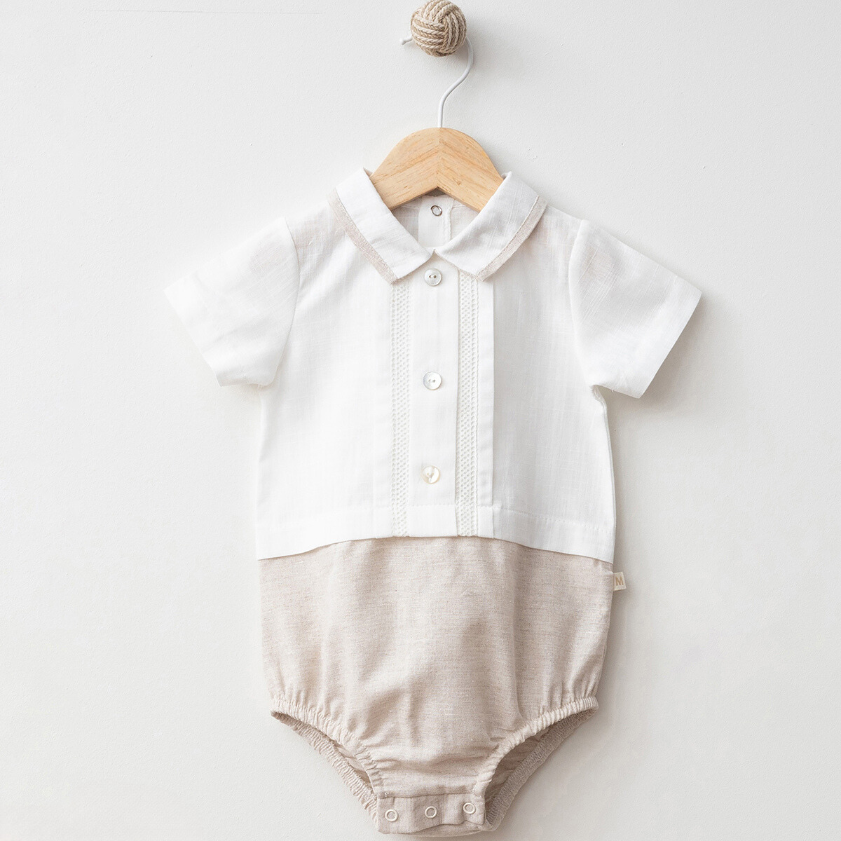 Natural Linen Elegant Boy Romper