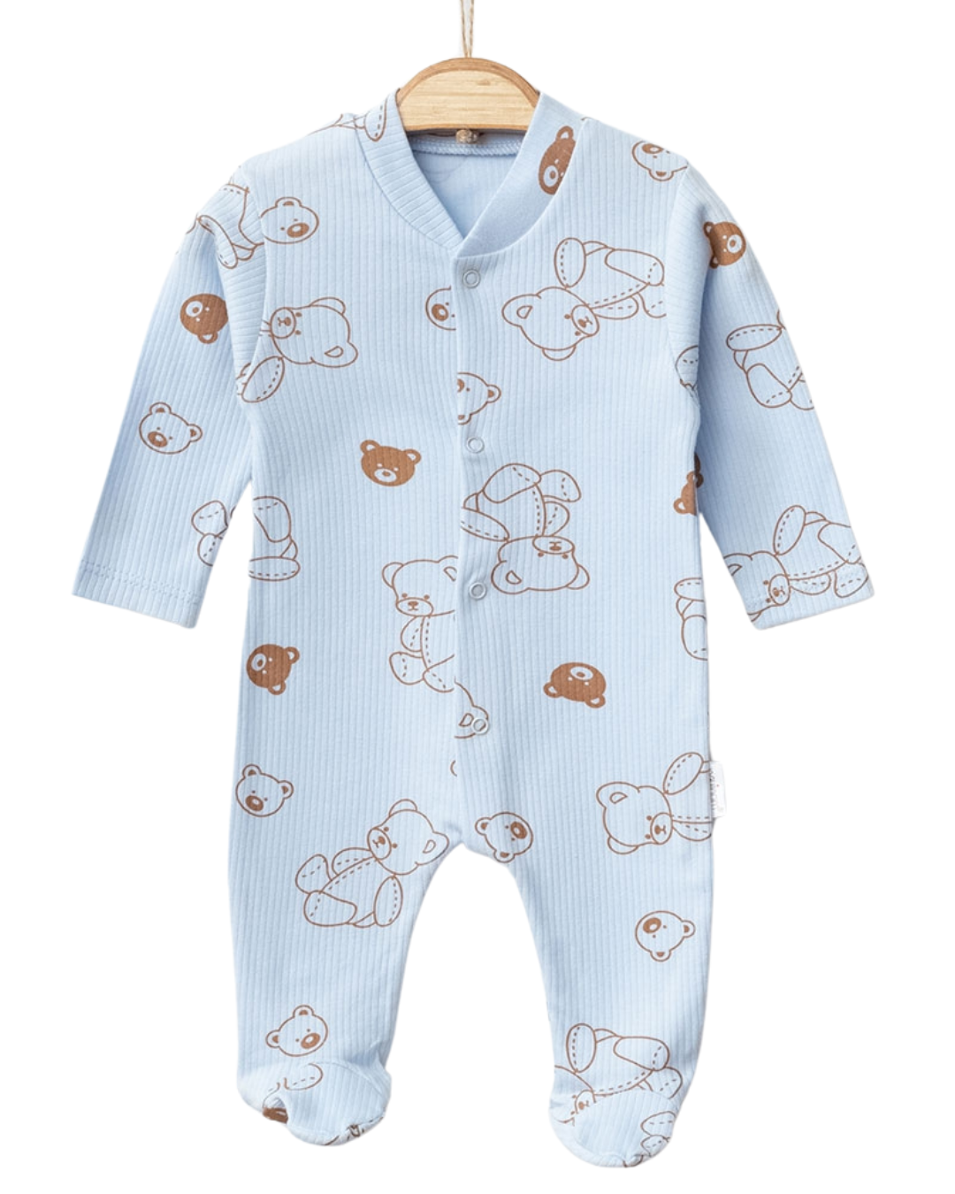 Bear Print Blue Organic Cotton Sleepsuit