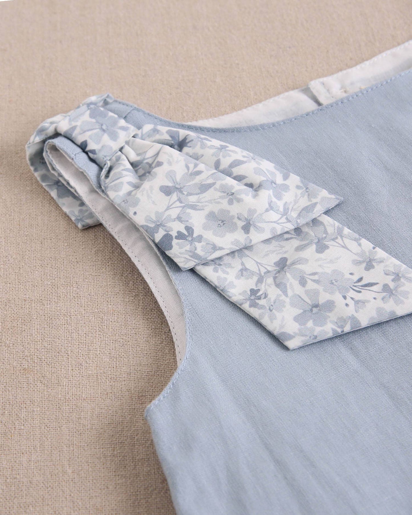 Blue Blouse With Floral Bow