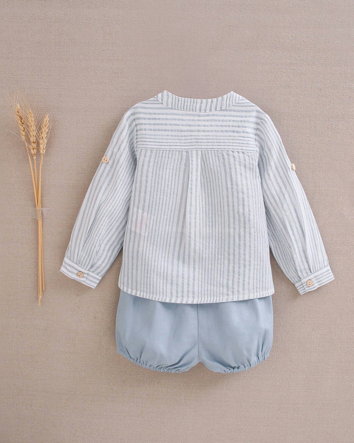 Blue Striped Shirt & Short Set