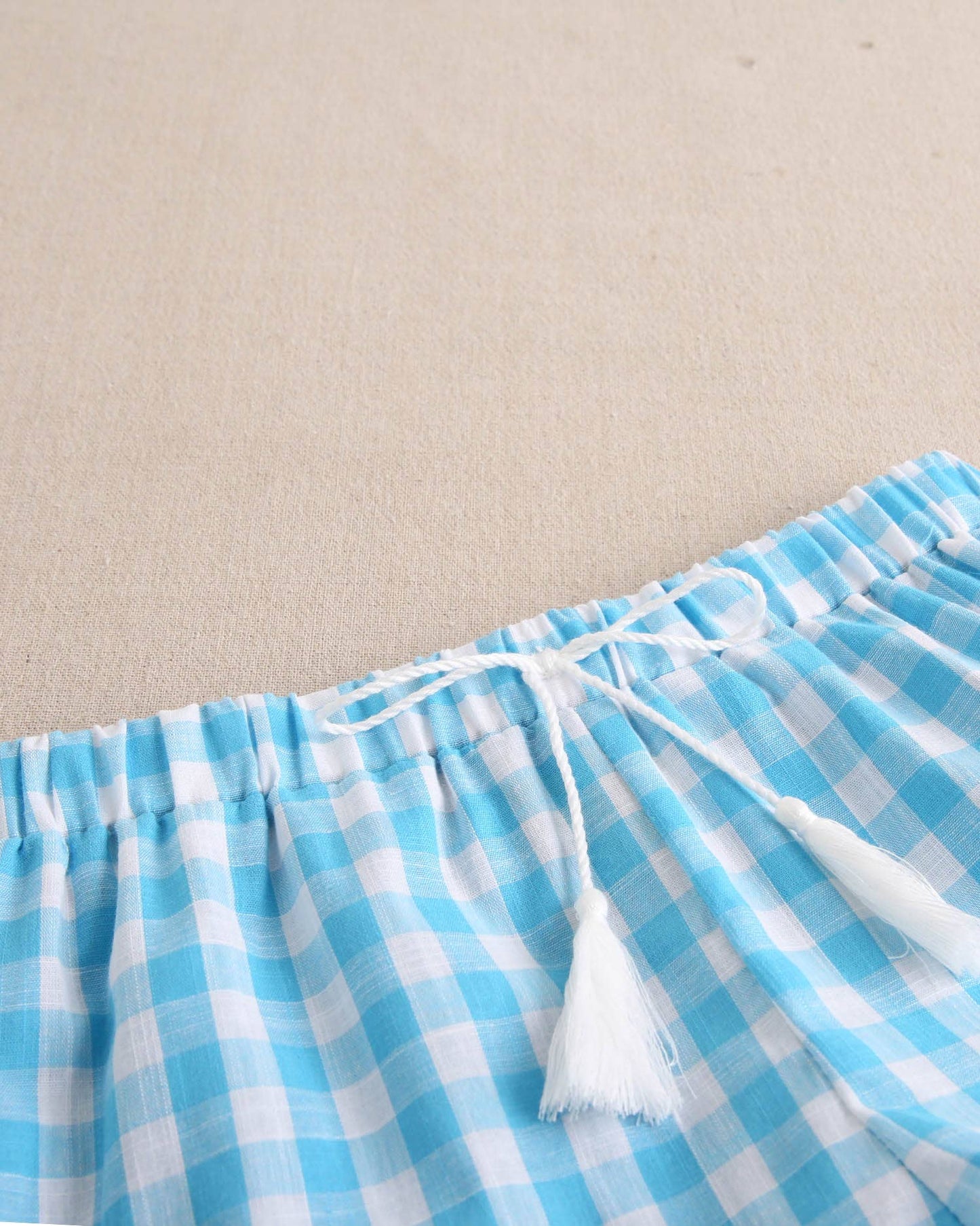 Turquoise Gingham Check Shorts