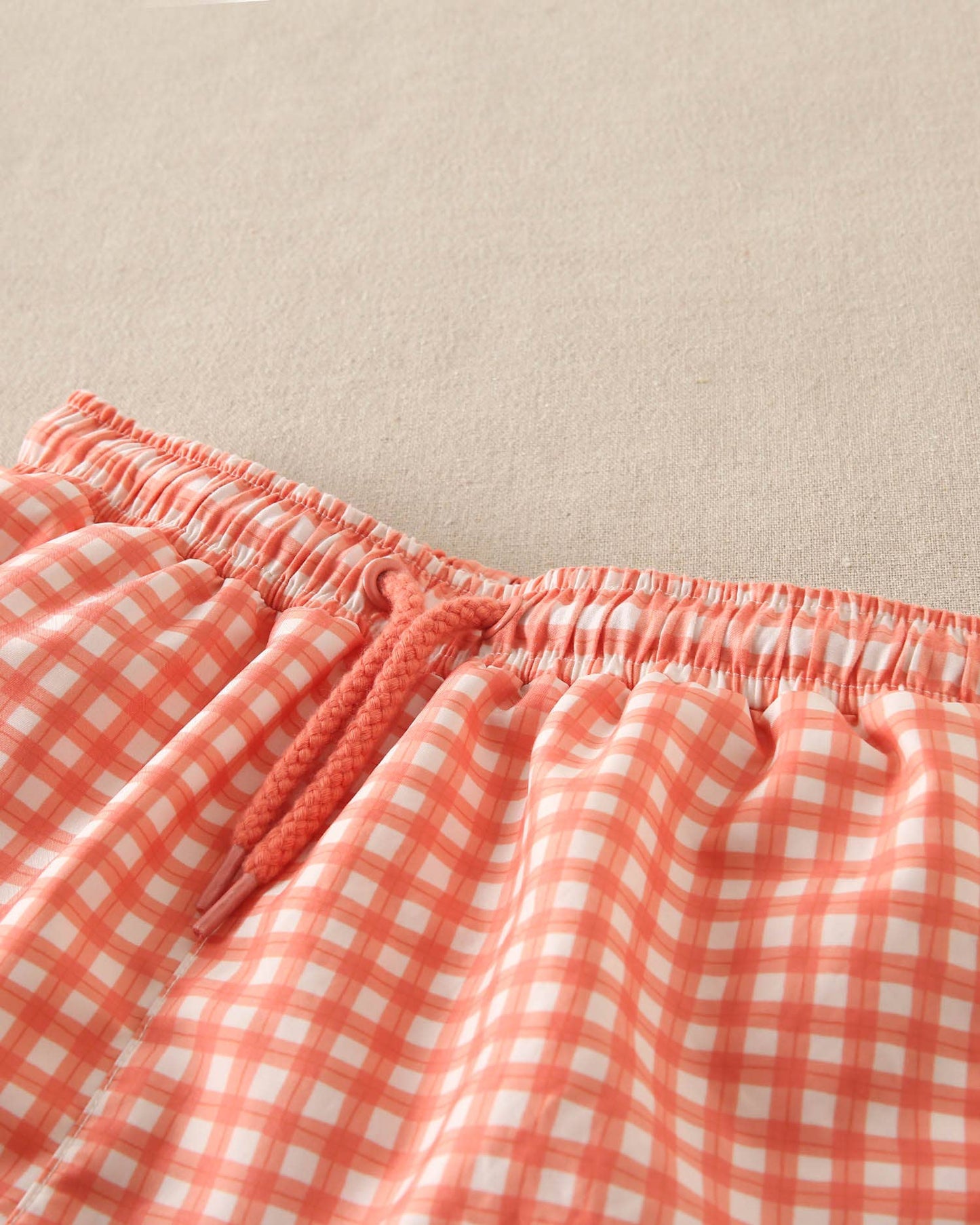 Orange Gingham Check Swim Shorts