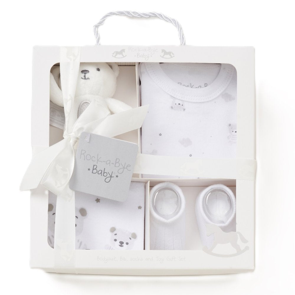 White 4 Piece Luxury Boxed Gift Set (0-3 Months)