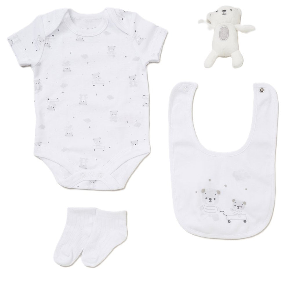 White 4 Piece Luxury Boxed Gift Set (0-3 Months)