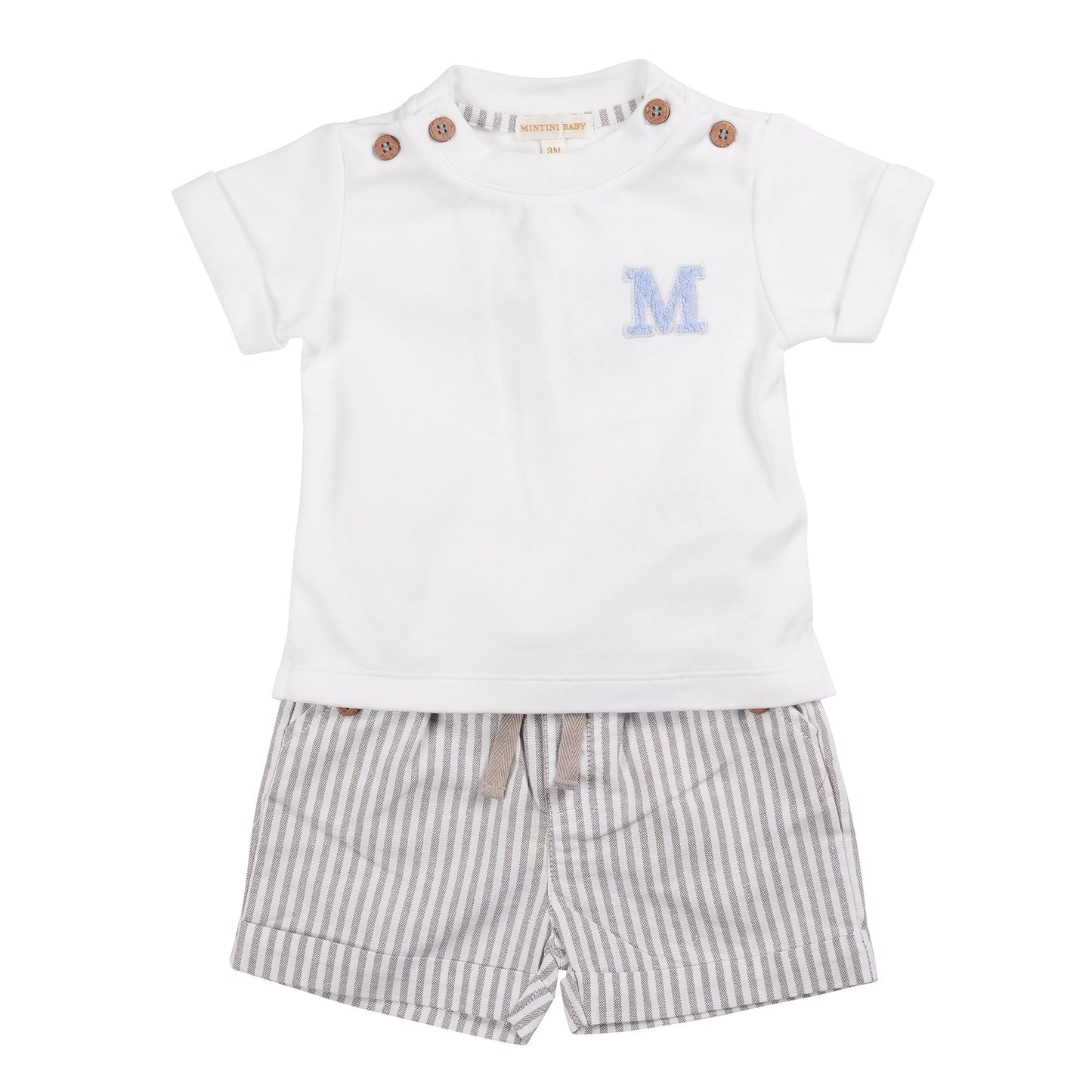 Greige Pinstripe T-Shirt & Short Set