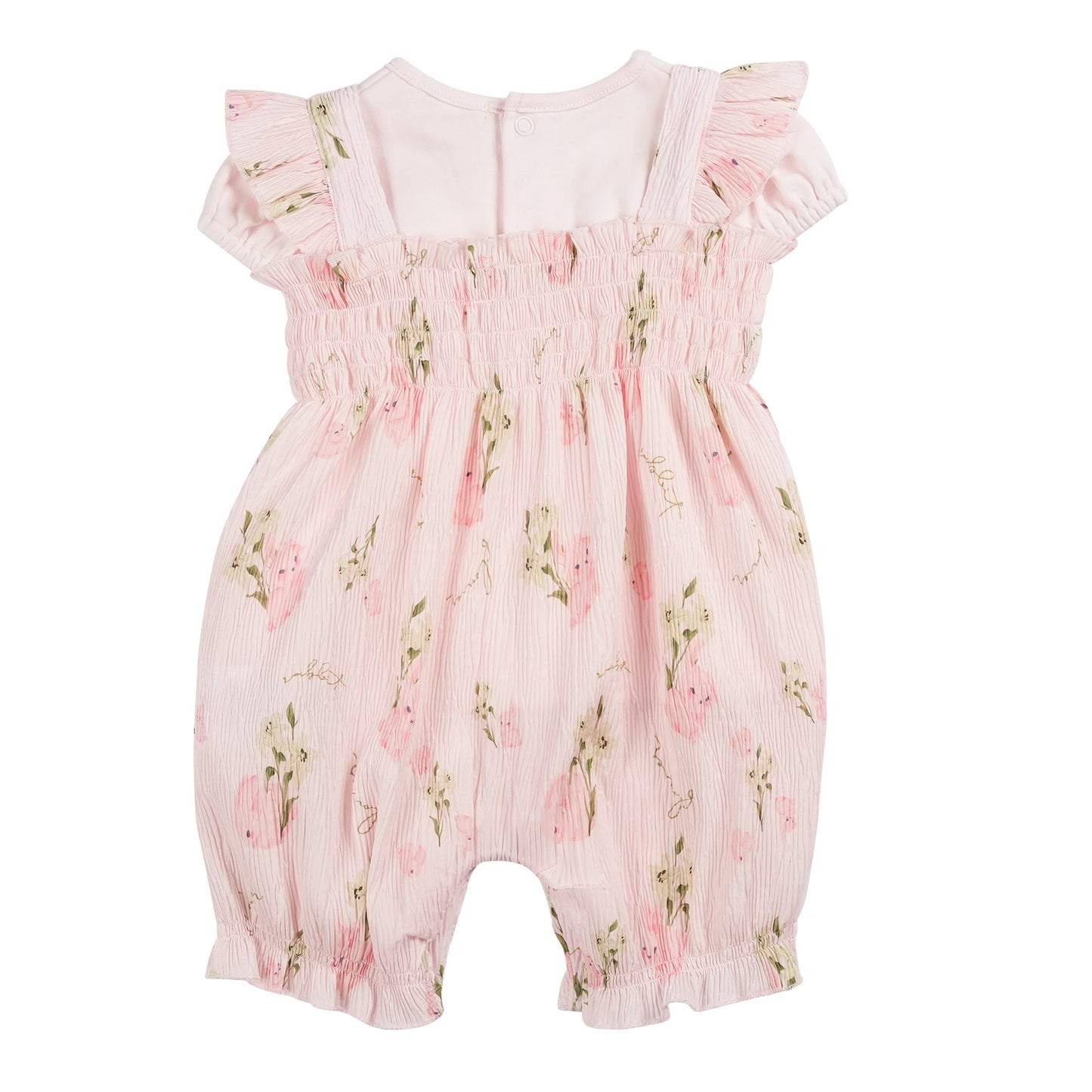 Crinkle Pink Floral Bow Top & Sun Romper