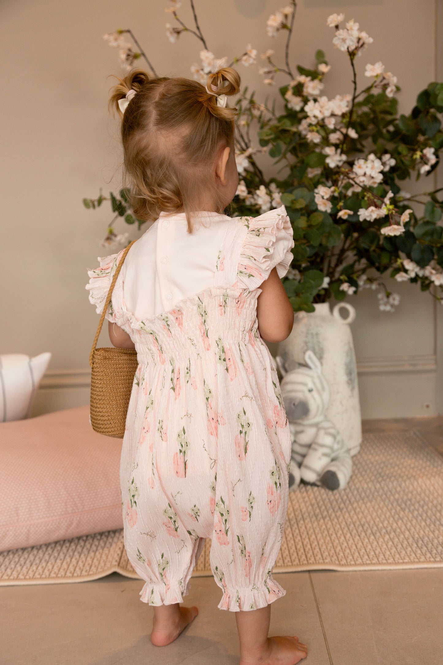 Crinkle Pink Floral Bow Top & Sun Romper
