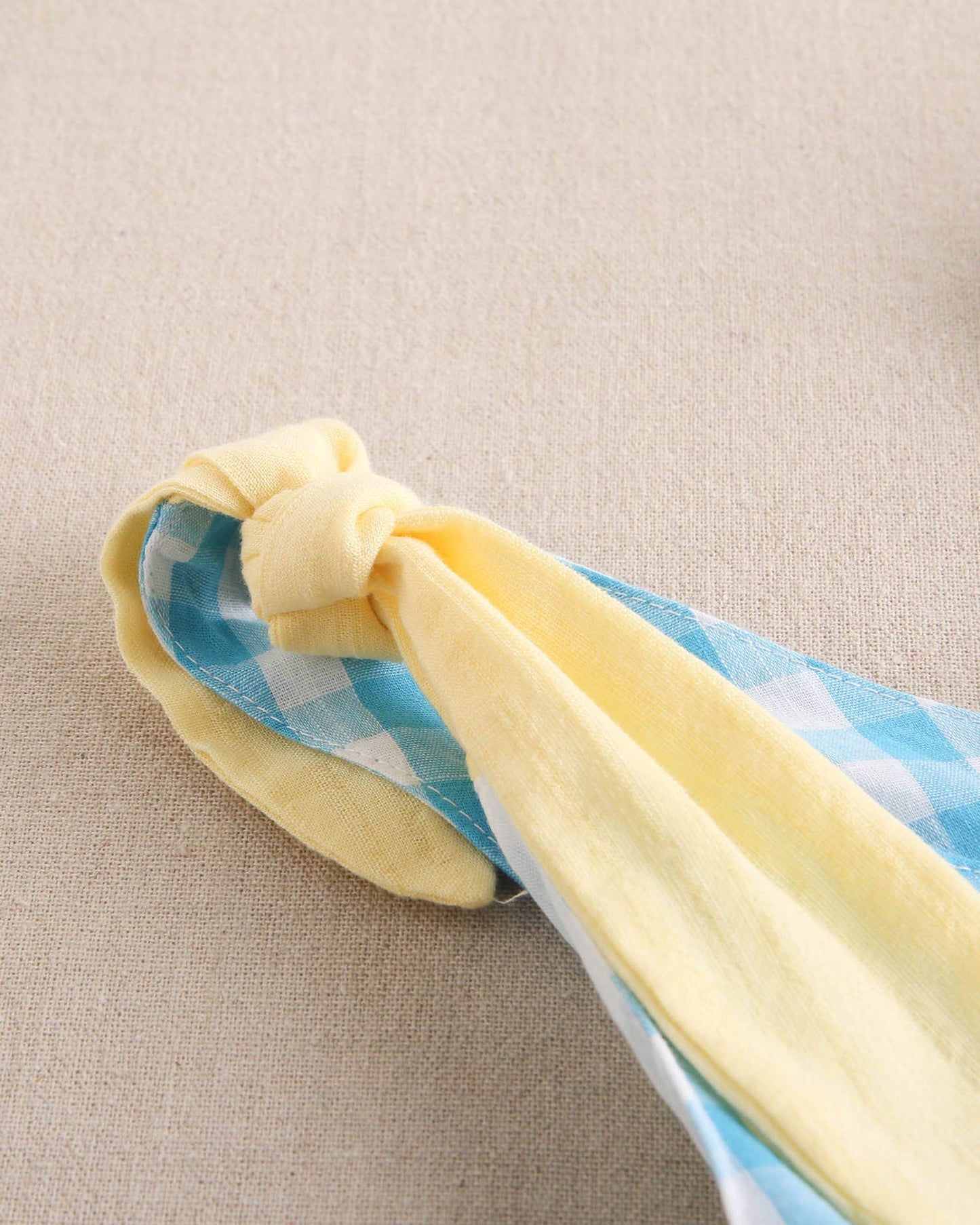 Turquoise Gingham Check Dress With Yellow Bows