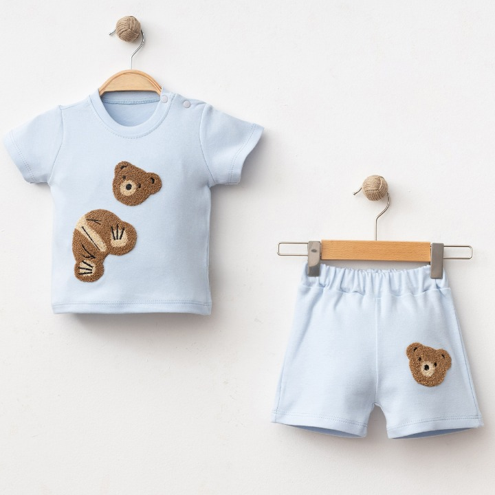 Cotton 3D Bear Matching Top & Short Set