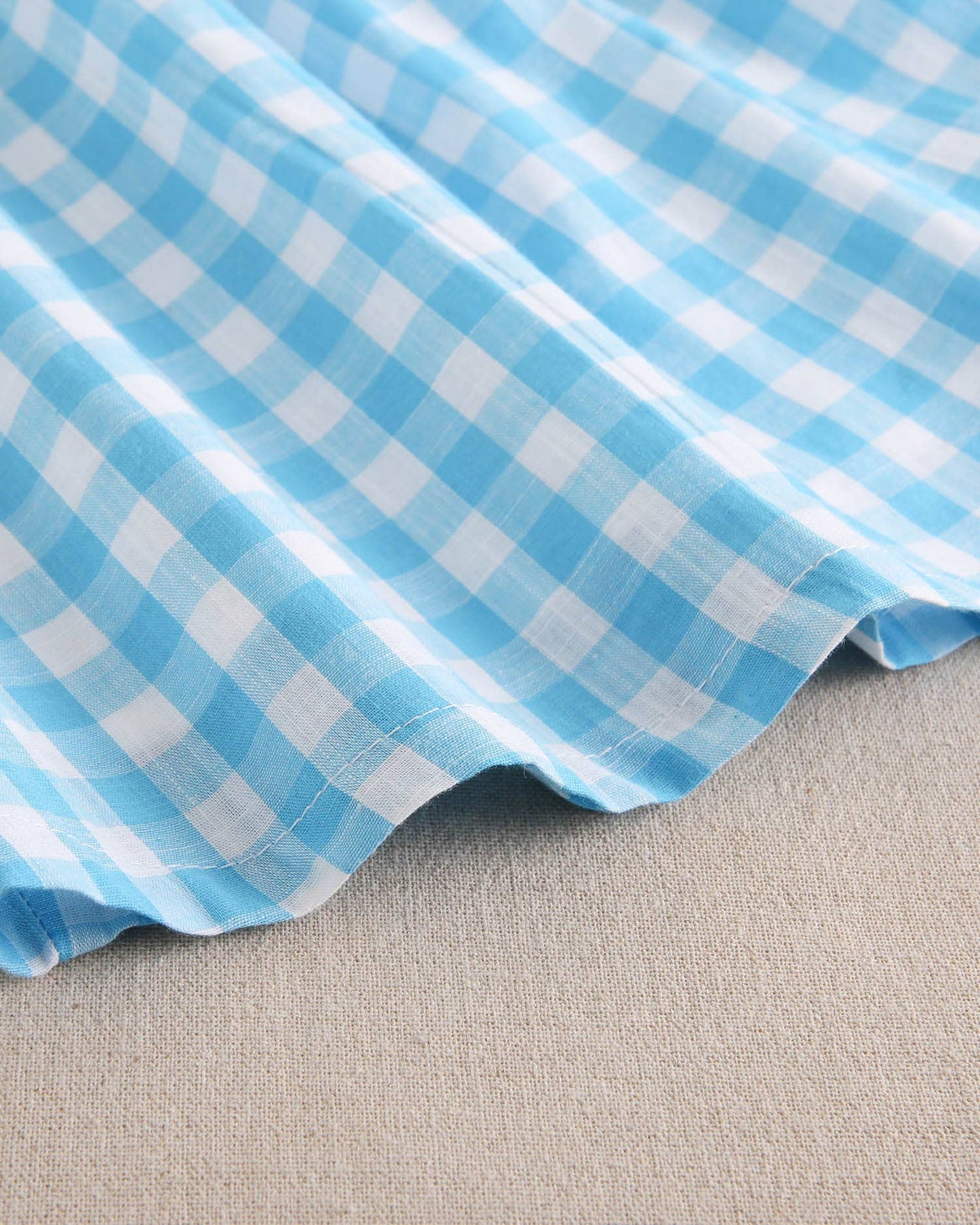 Turquoise Gingham Check Dress With Yellow Bows
