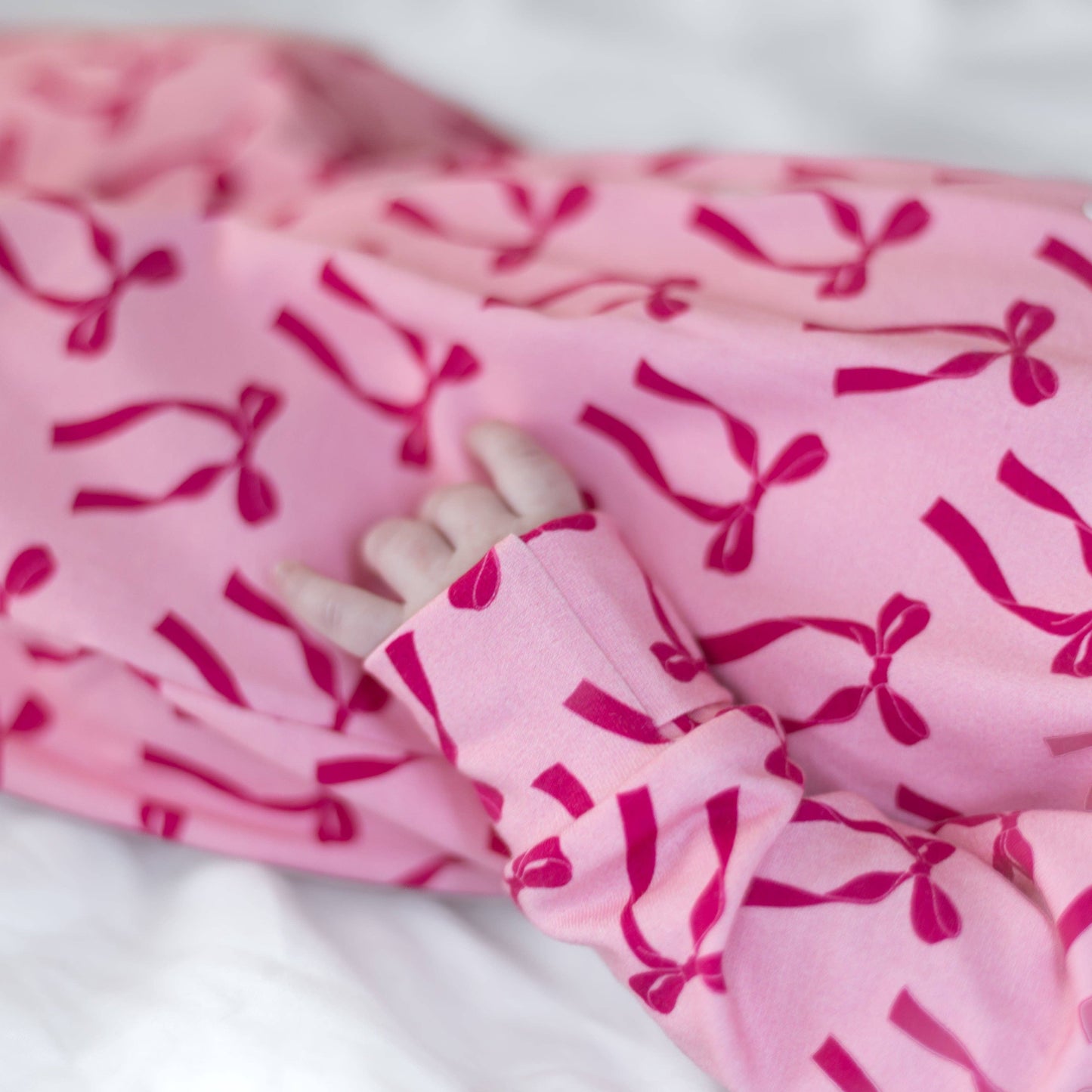 Pink Bow Cotton Sleepsuit