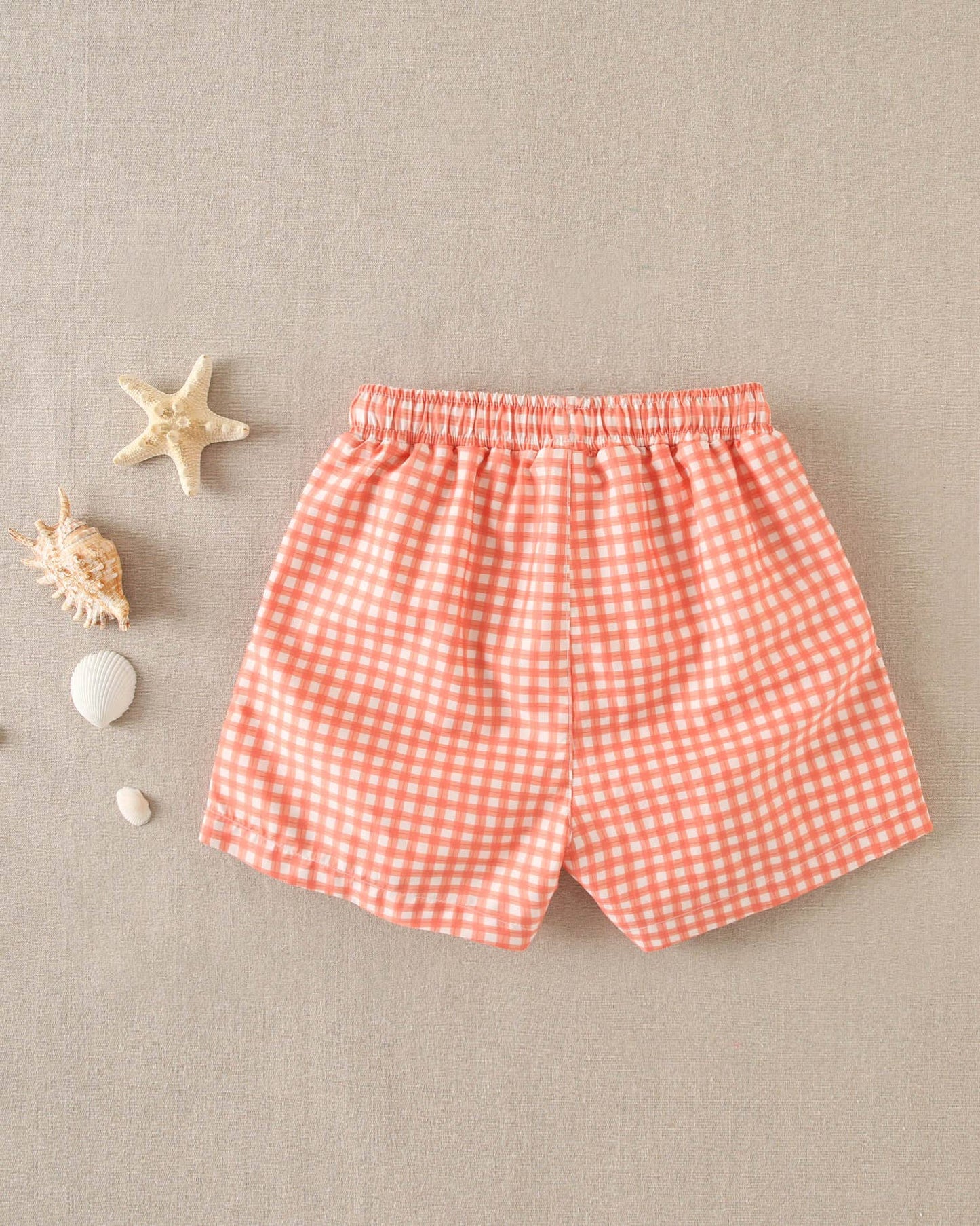 Orange Gingham Check Swim Shorts