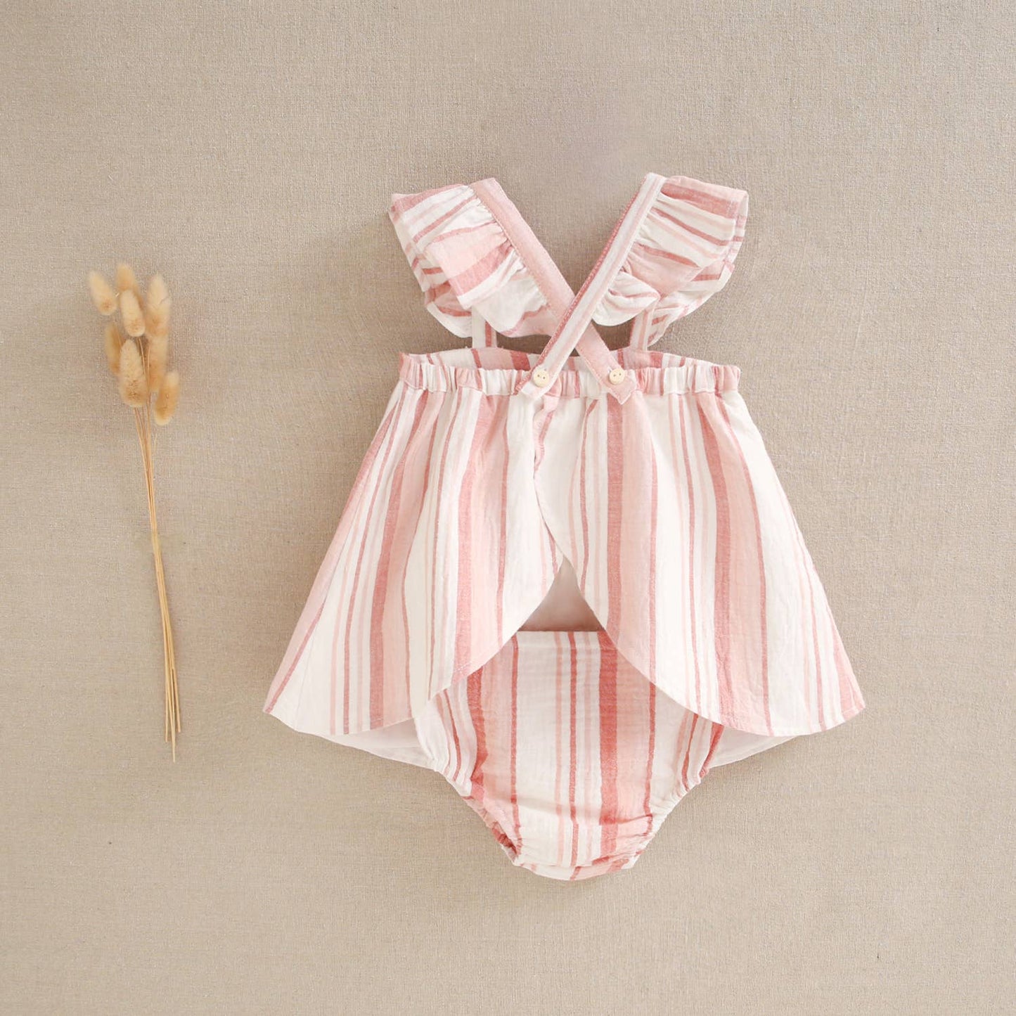 Striped Ruffle Dress With Panties