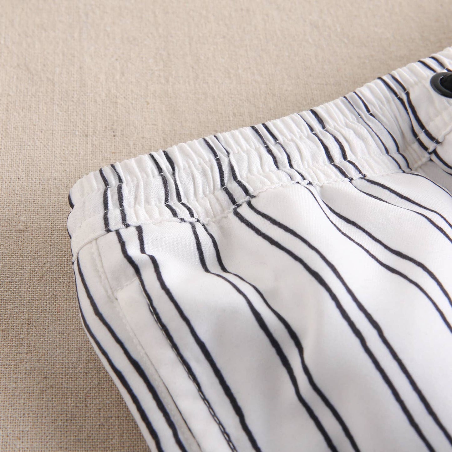 Black & White Stripes Swim Shorts