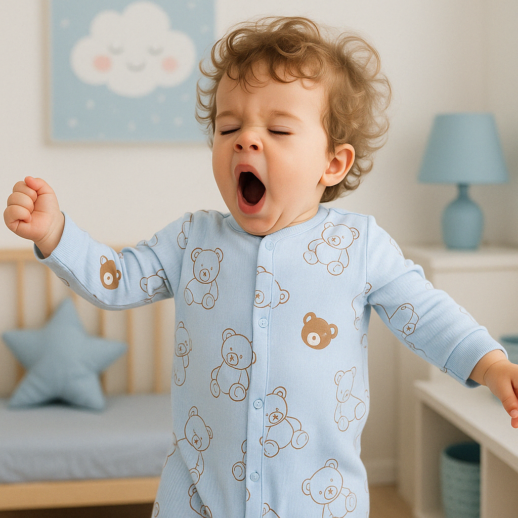 Bear Print Blue Organic Cotton Sleepsuit