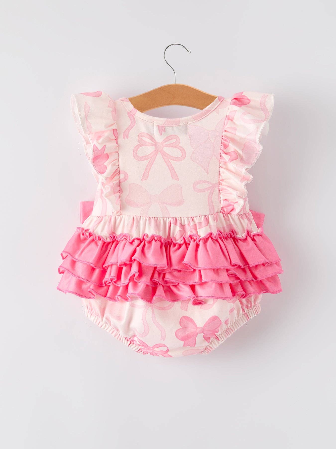 Girls Pink Bow Romper