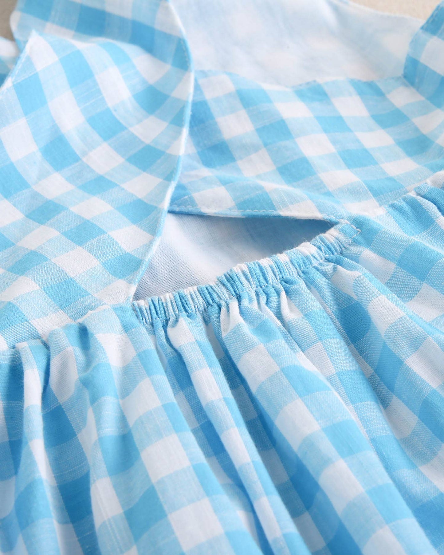 Turquoise Gingham Check Dress With Yellow Bows