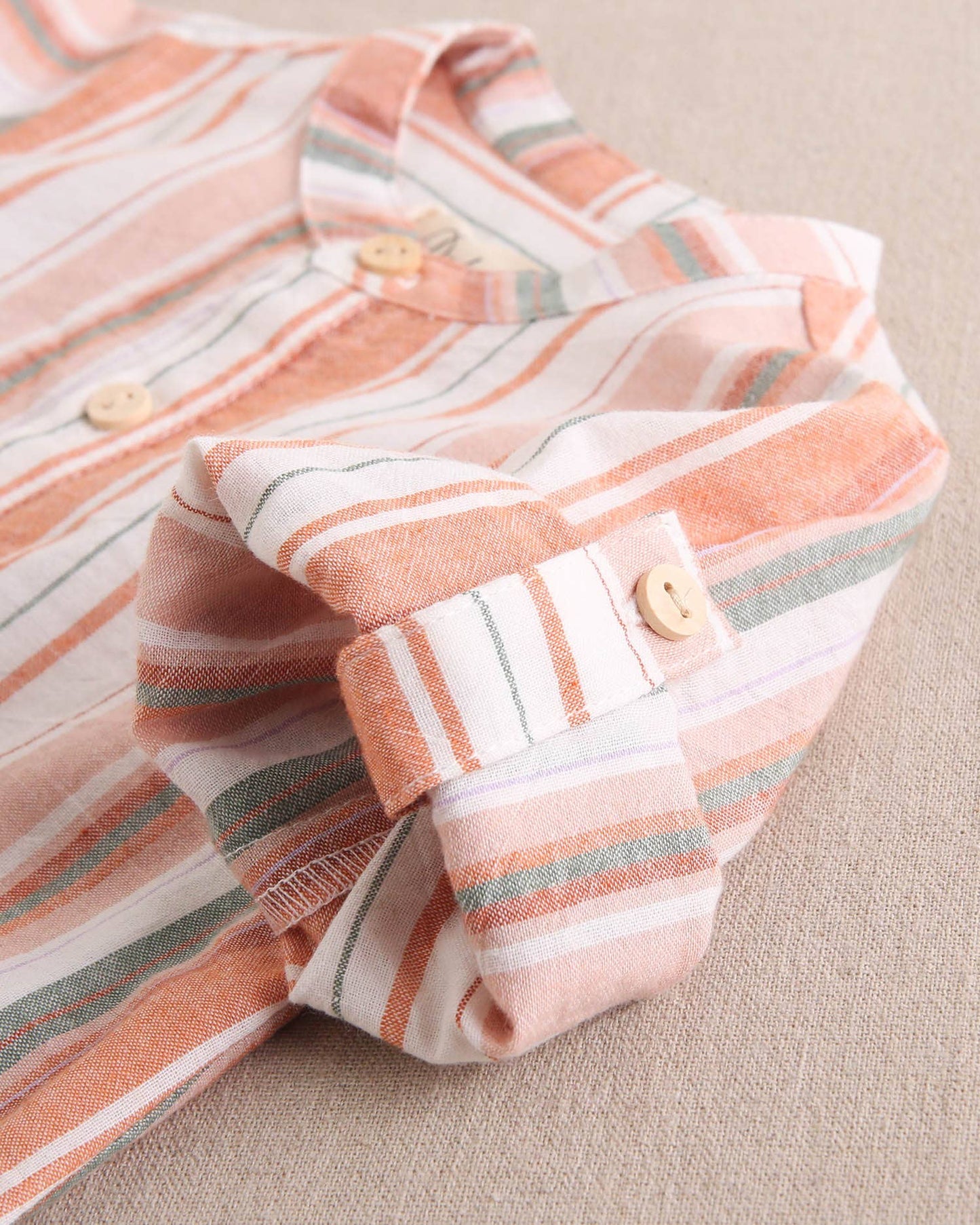 Striped Long Sleeved Shirt & White Short Set