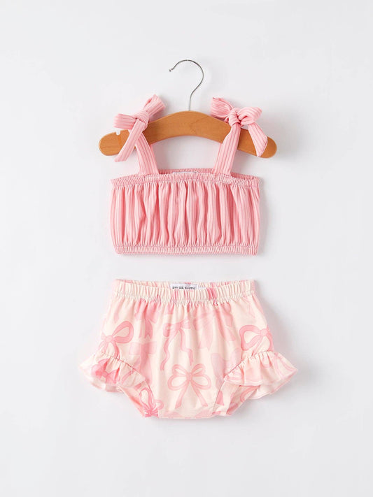 Pink Bow Shorts & Top Set