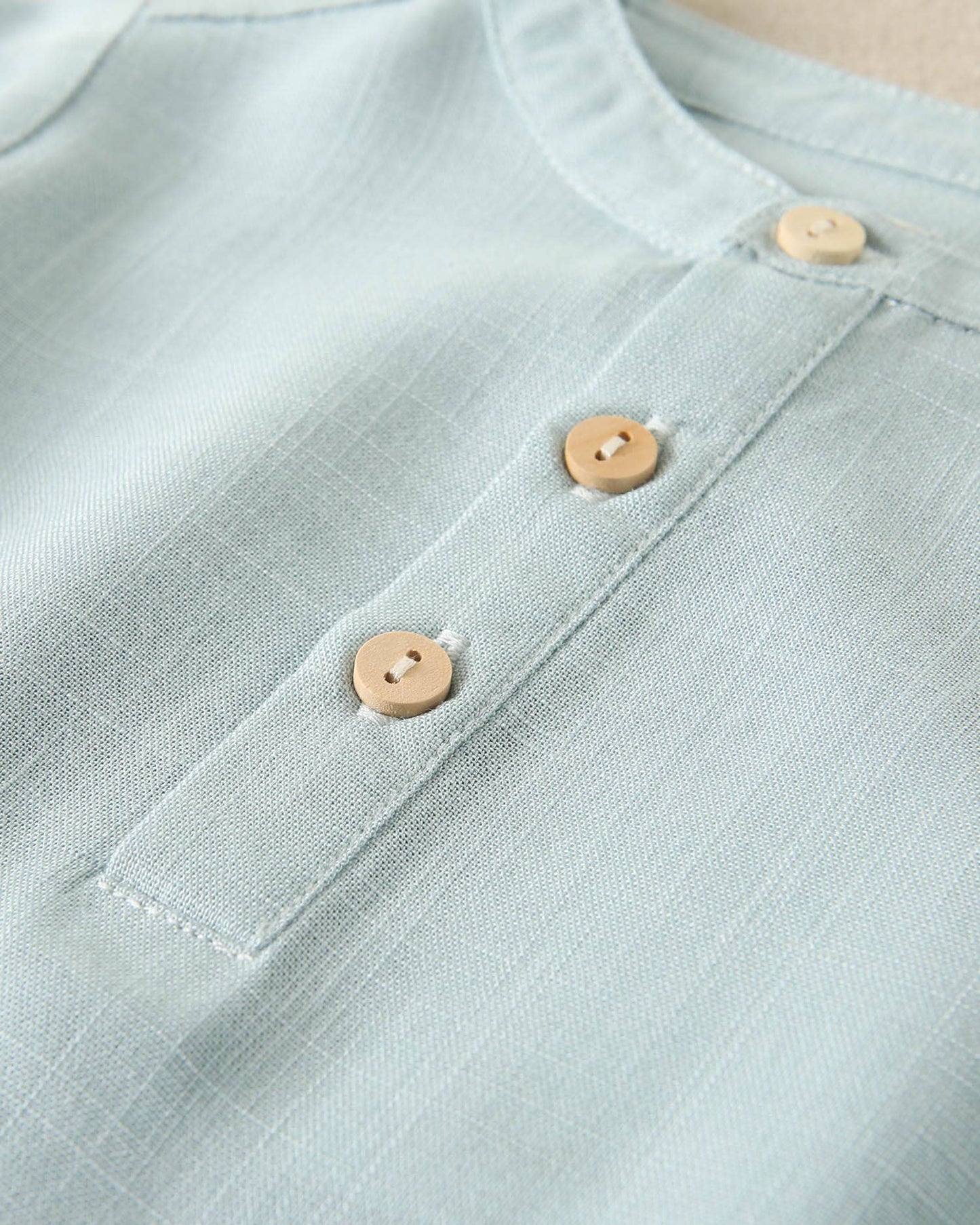 Sky Blue Long Sleeved Shirt & White Short Set