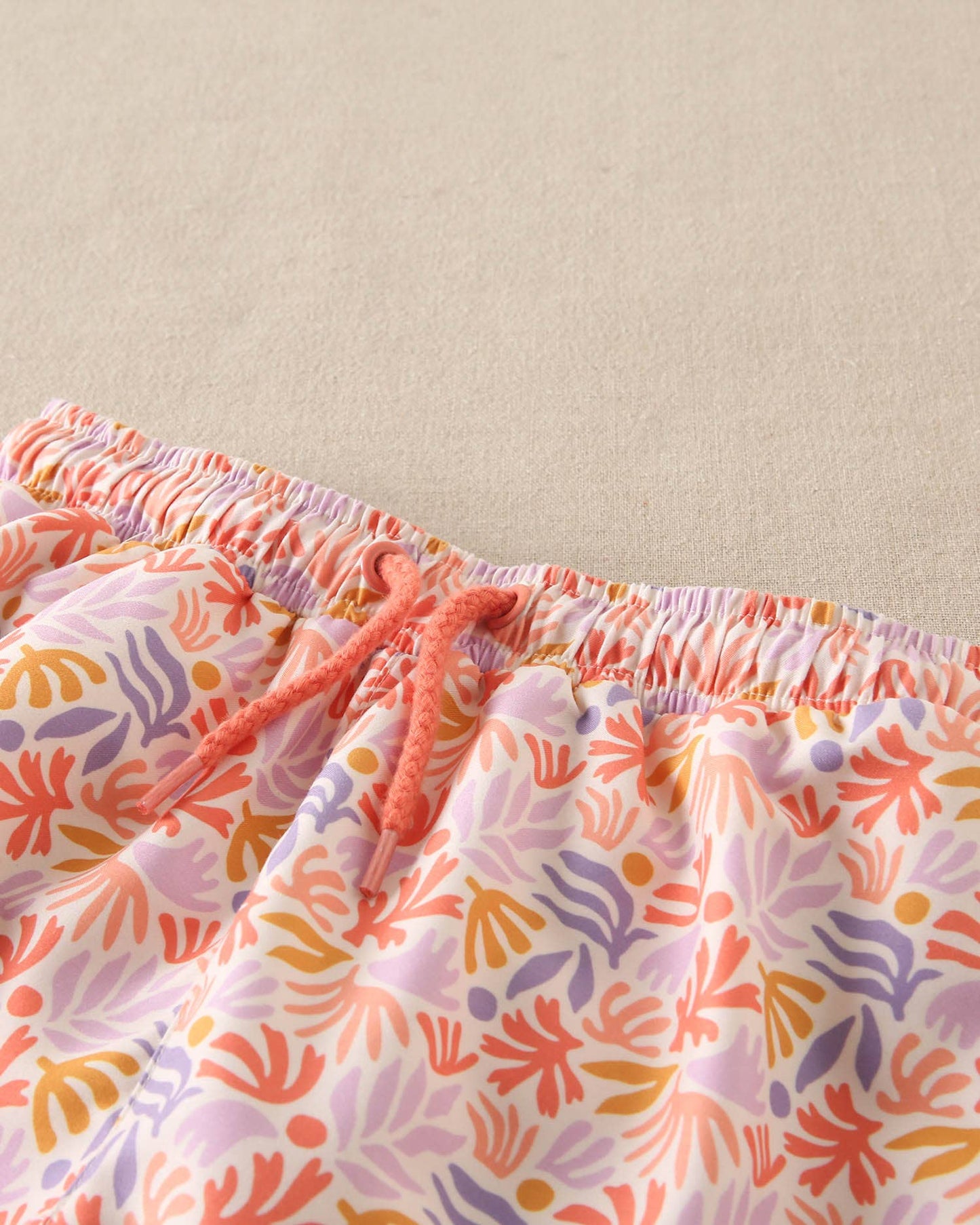 Orange Floral Print Swim Shorts