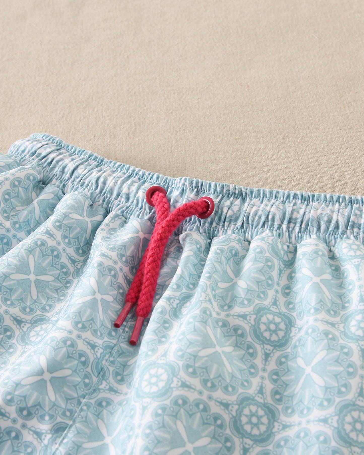 Retro Print Sky Blue Swim Shorts