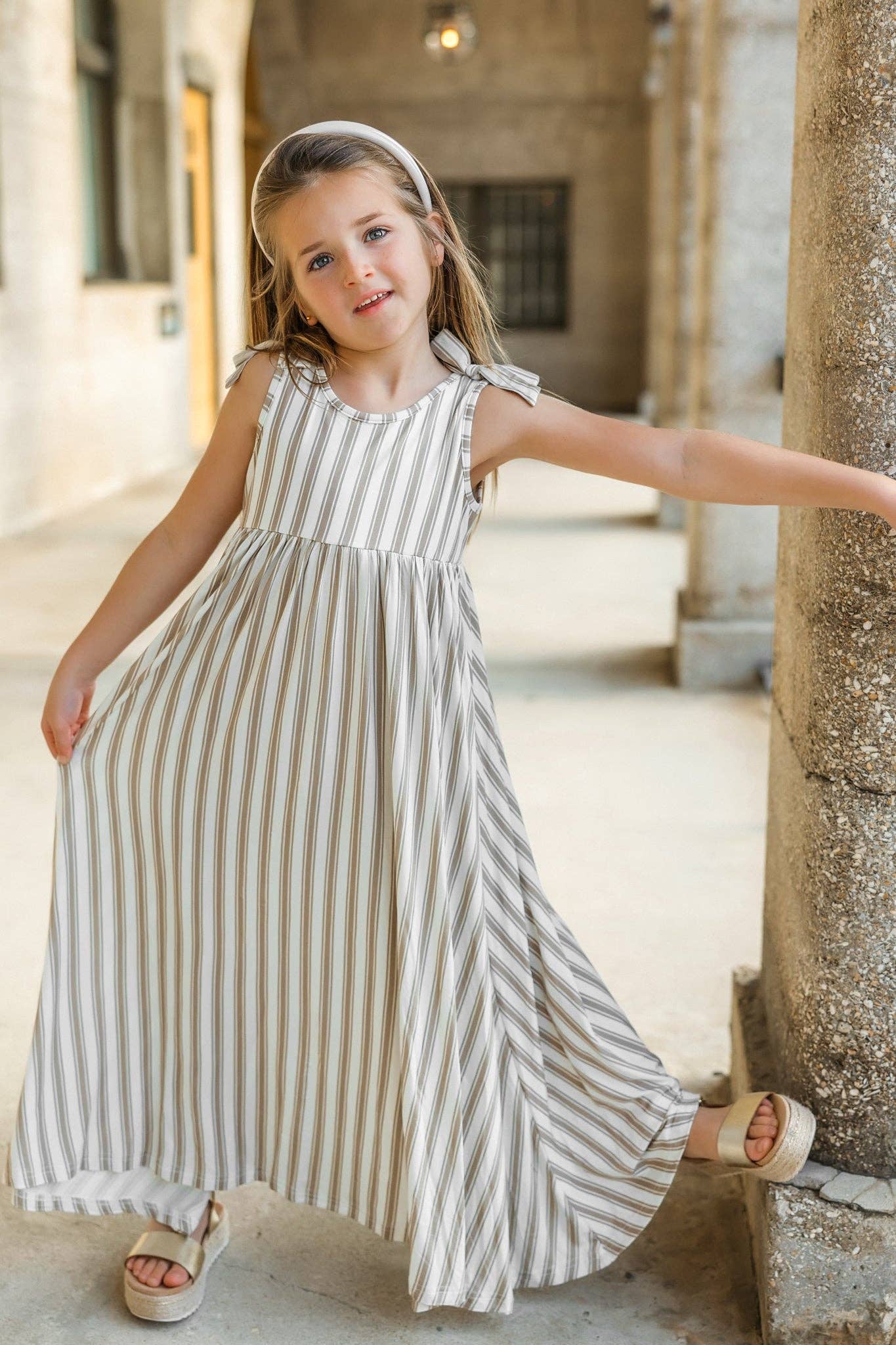 Liza Maxi Ash Stripe Dress