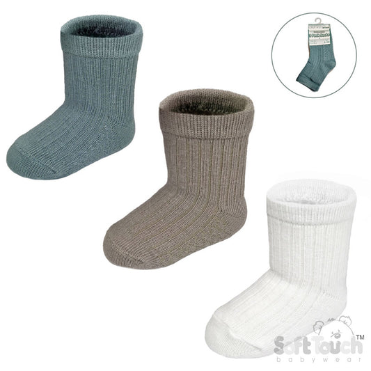 Sage Green Trio Pique Ribbed Ankle Socks