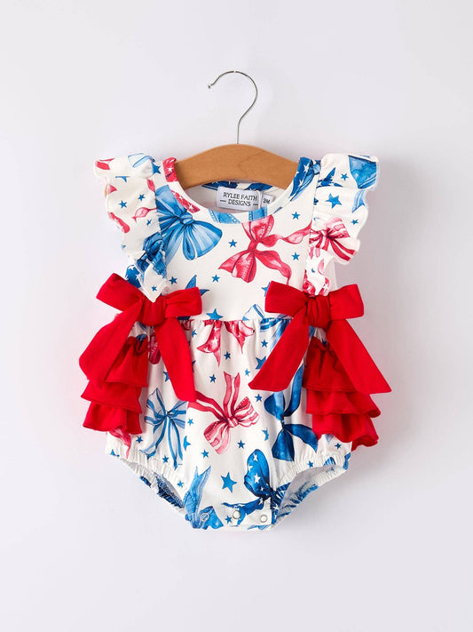 Bow-Accent Girls Play Romper
