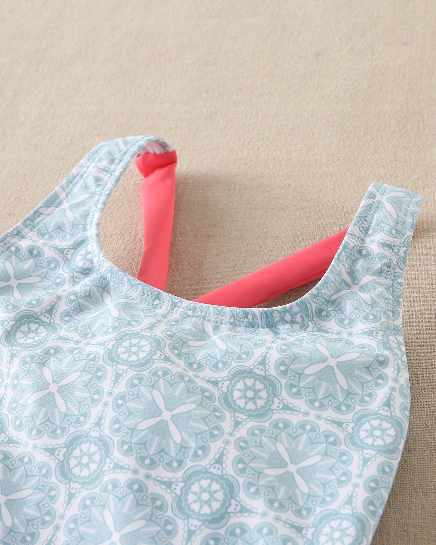 Retro Print Sky Blue Swimsuit