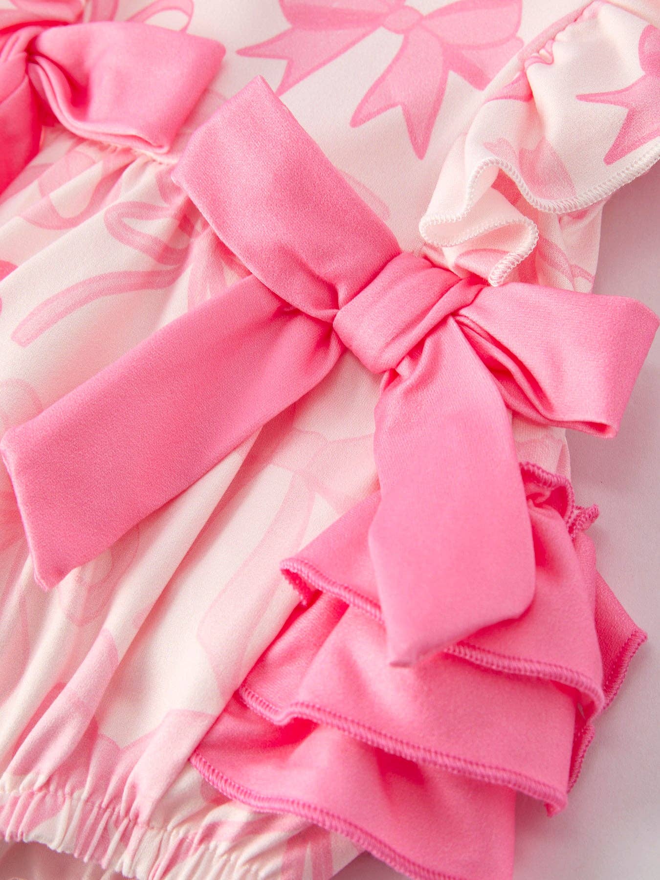 Girls Pink Bow Romper