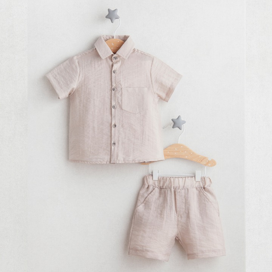 Natural Linen Top and Shorts Set