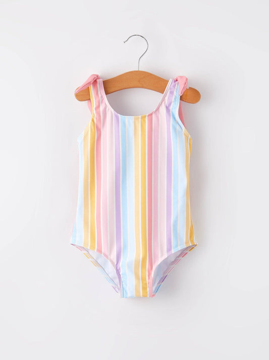 Colorful Stripe Floral Boutique Swimsuit