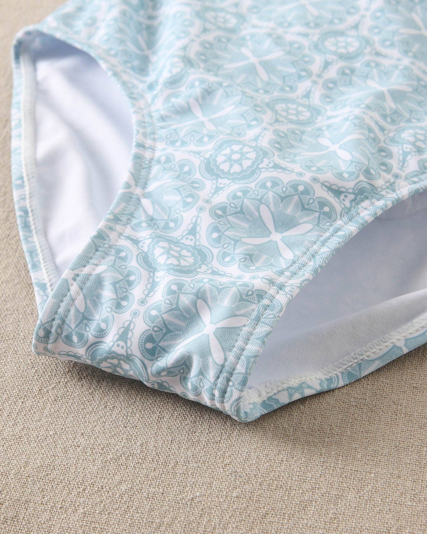 Retro Print Sky Blue Swimsuit
