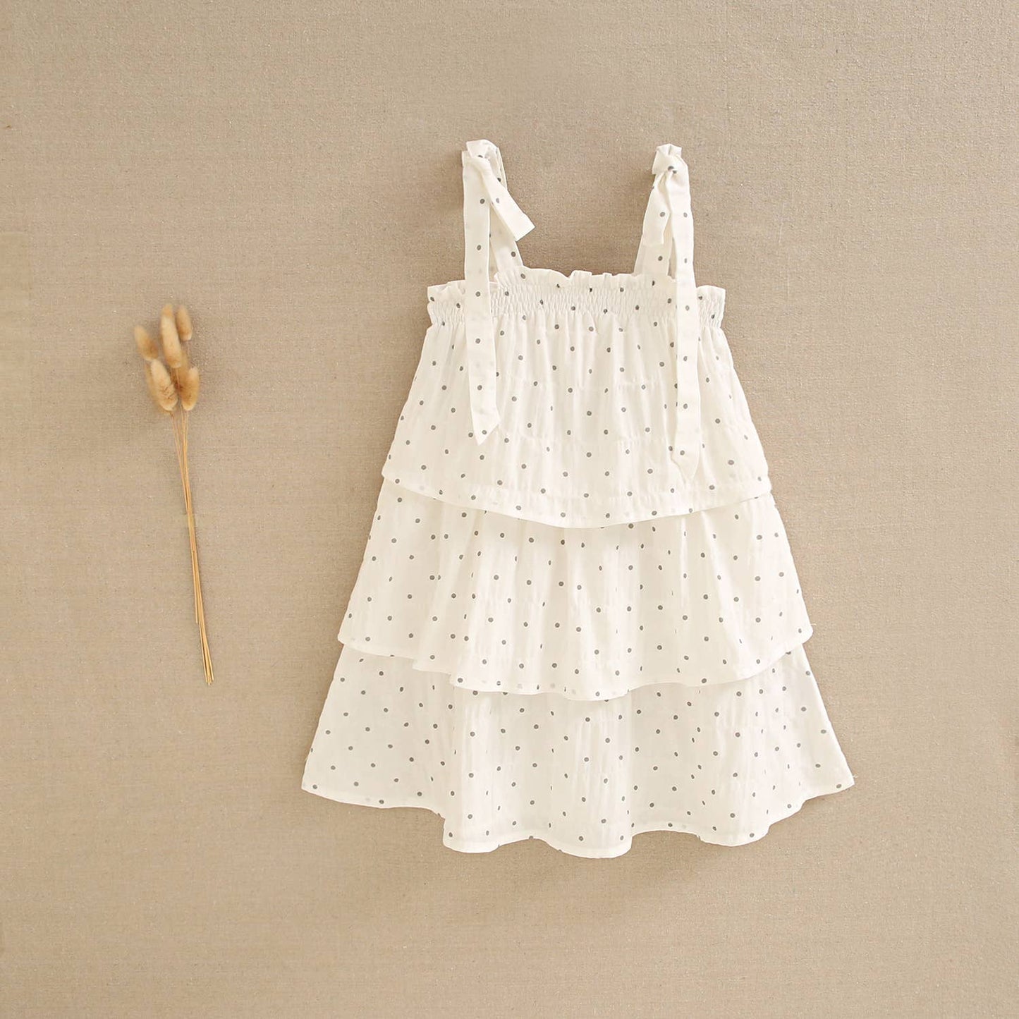 White Polka Dot Dress With Ruffles