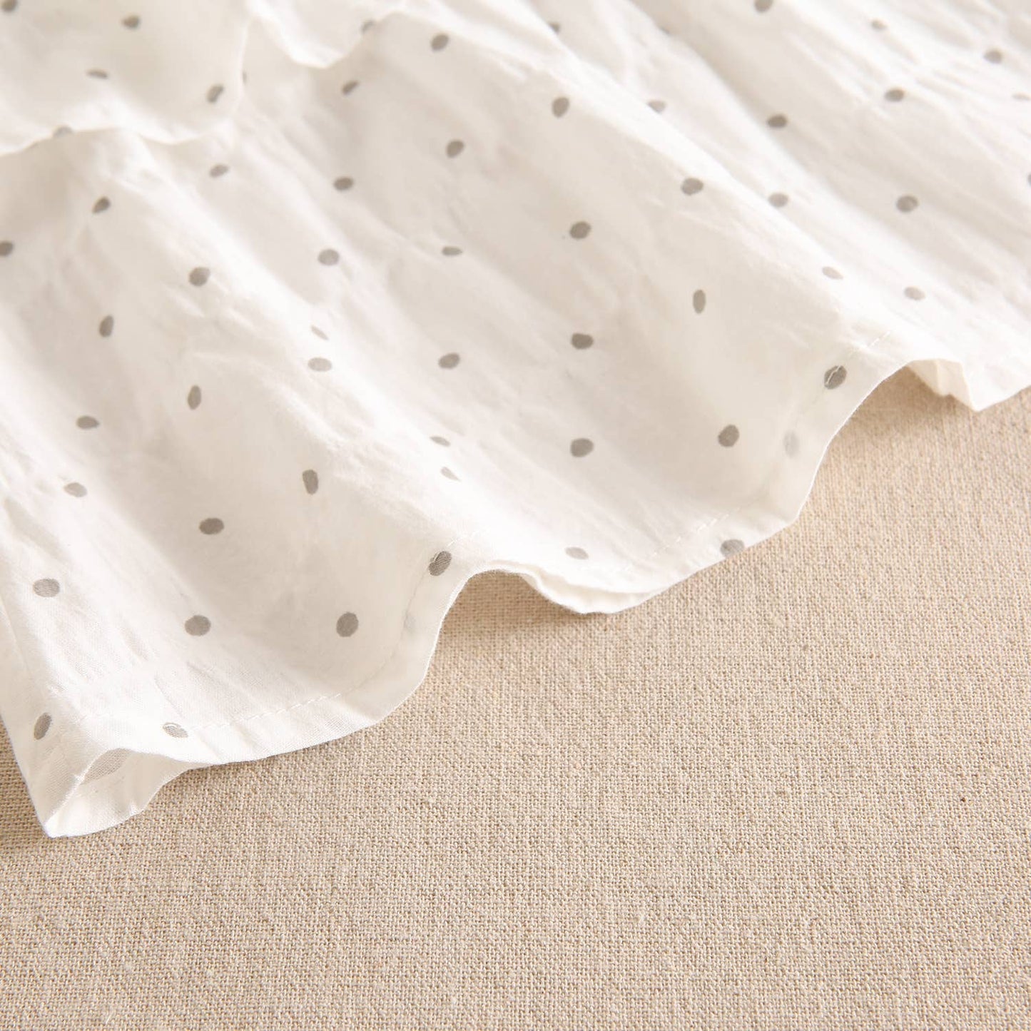 White Polka Dot Dress With Ruffles