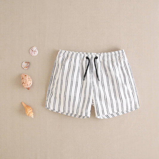 Black & White Stripes Swim Shorts
