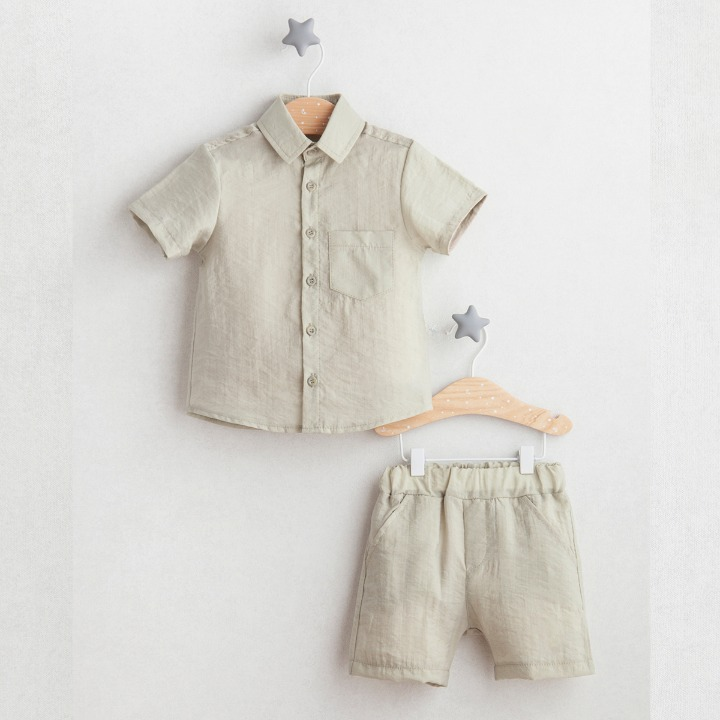 Natural Linen Top and Shorts Set