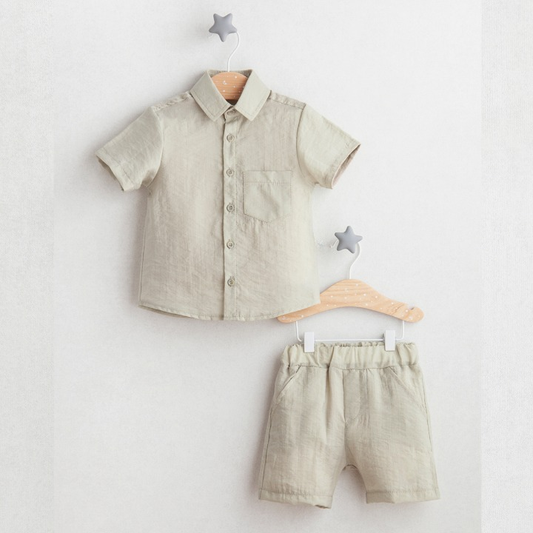 Natural Linen Top and Shorts Set