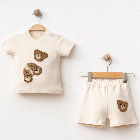 Cotton 3D Bear Matching Top & Short Set
