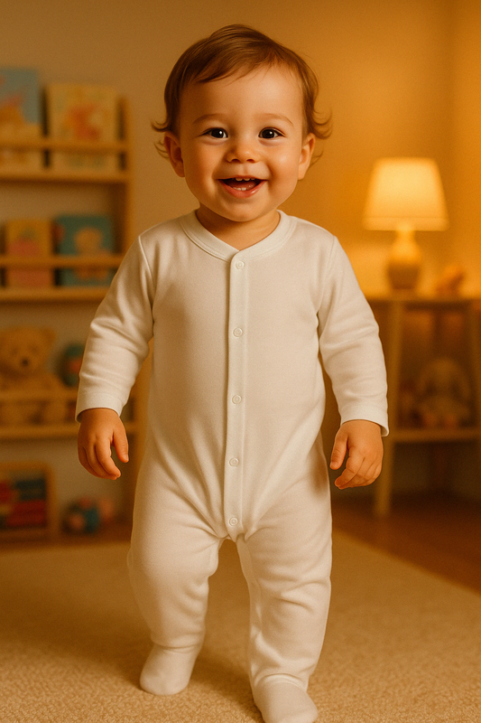 White Organic Cotton Baby Sleepsuit