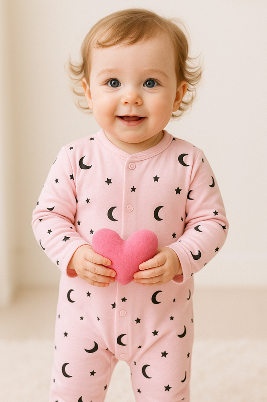 Pink Moon & Star Organic Cotton Sleepsuit