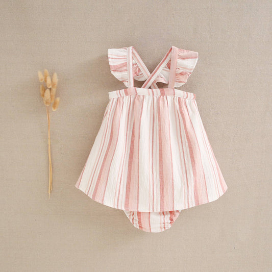 Striped Ruffle Dress With Panties
